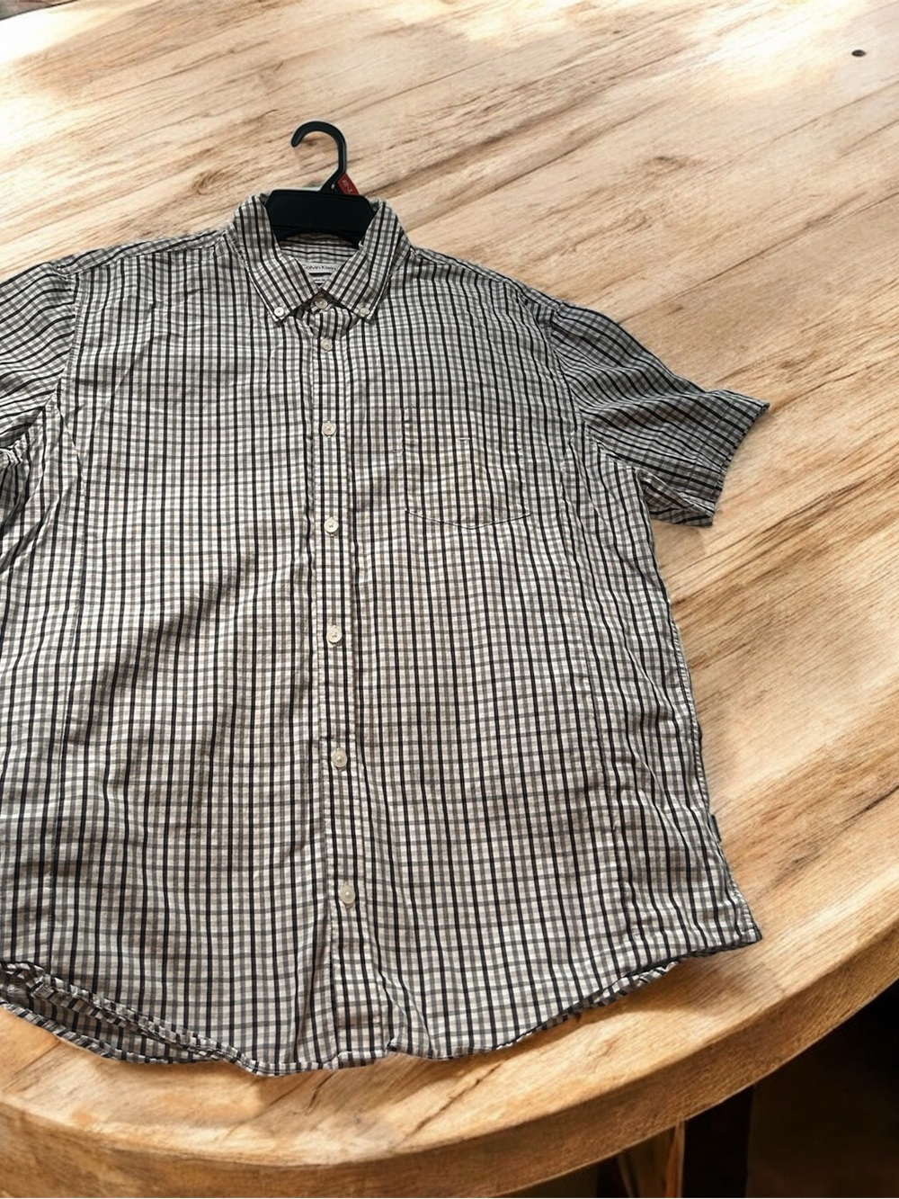 Calvin Klein Short-Sleeve Button-Down Plaid Shirt - Gray/White